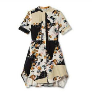 3.1 Phillip Lim Abstract Floral print short sleeve full zip down shirt dress